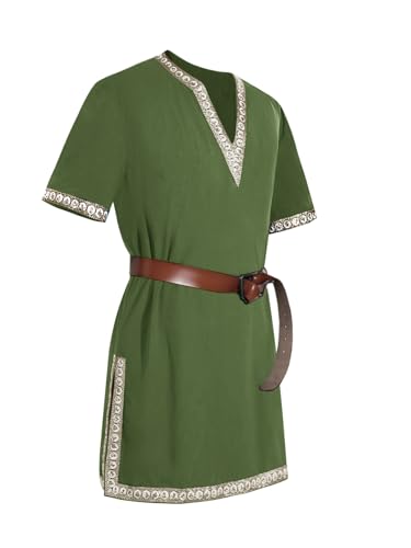Mens Medieval Knight Tunic Renaissance Mercenary Scottish Costume Warrior LARP Halloween Tops