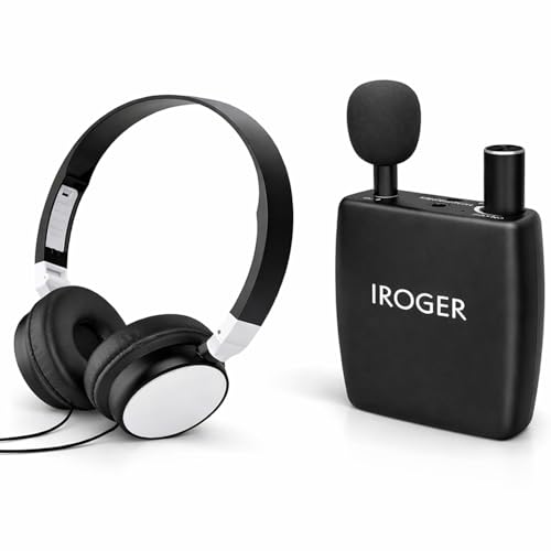 IROGER Hearing Amplifier with Directional Microphone, Rechargeable Personal Sound Amplifier, Easy Control, 3.5mm Headphone Compatible, Portable Listening