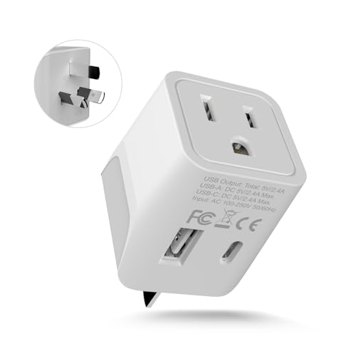 Image of Australia, New Zealand, China Travel Adapter Plug by Ceptics, Dual USB Input - Ultra Compact - USA to Type I - Perfect for Cell Phones, Chargers, Cameras, Tablets, and More (CTU-16)