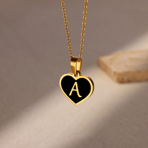 Collier initiale femme en acier inoxydable avec pendentif cœur