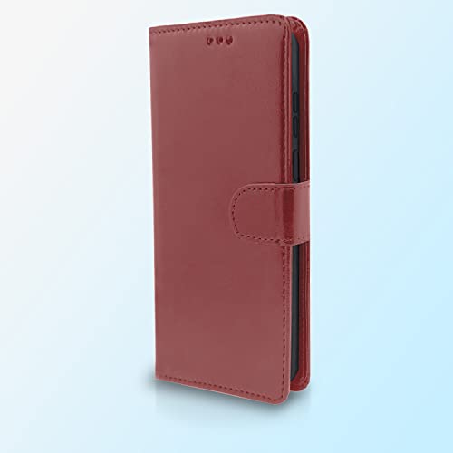 Image of Pikkme Realme C33 Flip Case Leather Finish | Inside TPU with Card Pockets | Wallet Stand and Shock Proof | Magnetic Closing | Complete Protection Flip Cover (Brown)