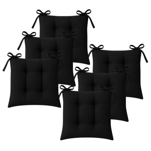 La mejor comparación de Relleno para acolchar los mejores 5. 42 TESSO HOME Set de 6 Cojines Acolchados para Silla de Comedor con Lazos Relleno Ideal Almohadillas para los Asientos Medidas 42 x 42 x 7 cm (6, Negro)