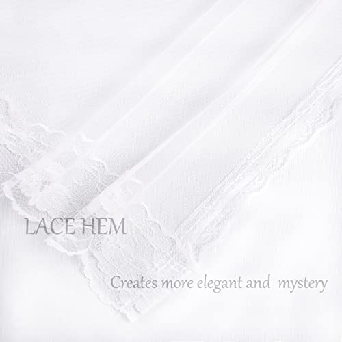 Image of Winter White Curtains Double Layered Solid and Sheer Window Treatment Panels Pair with Grommet Top for Living Room Patio Door, 52 x 96 inches, Winter White, 2 PCs