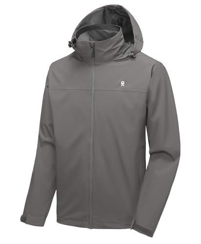 Image of Little Donkey Andy Mens Waterproof Rain Jacket Lightweight Windbreaker Hooded Jacket Packable Raincoat for Outdoor Hiking