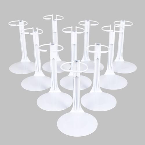 UCanaan 10 pcs Doll Stand - Action Figure Stands with Expandable Waist Wire for 8"-14" Dolls Doll Stands for 8 to 12inch Dolls Suitable for 1/6 Dolls Accessories,Action Figure Stand (White, 10)