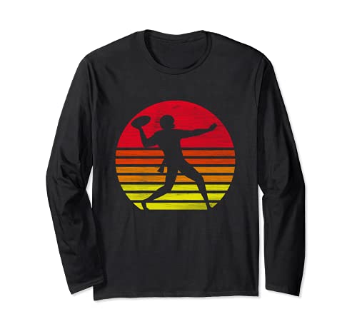 Retro american football player silhouette Long Sleeve T-Shirt, Black