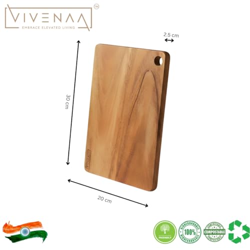 Image of Premium 100% Neem Wood Chopping Board | Solid Wooden Cutting Board for Kitchen | Knife-Friendly, Anti-Bacterial & Durable Wood Board for Cooking & Serving
