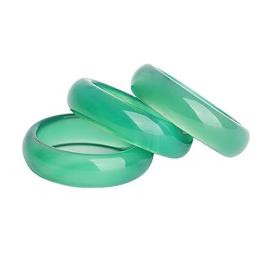 Anillo de banda de piedras preciosas de Jade, ágata verde natural de 3 unidades.