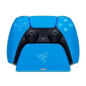 Razer Quick Charging Stand Blue - Snellader voor DualSense draadloze controller voor PS5 (Gebogen ontwerp met draagframe, Bediening met één hand, USB-voeding) Blauw