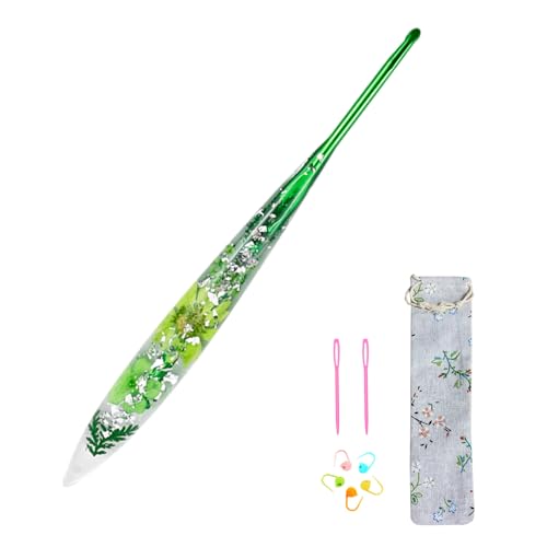 4.0mm Crochet Hooks Ergonomic Crochet Hook with Floral Plastic Grips Longer Smooth Glide Crocheting Hook for Arthritic Hands Beginners & Professional Mothers Day Gifts Crochet Kit