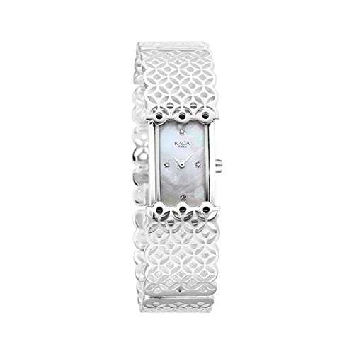 Titan Raga Silver Mother of Pearl Analog Sterling Silver Strap Wa...