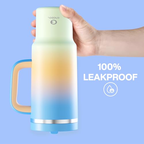 Image of ENCOOL 40 oz Tumbler with Handle and Straw: Stainless Steel Insulated Tumbler Keeps Cold for 24 Hours, Leakproof Travel Cup Fits in Cup Holder and BPA-Free, Sunny Breeze