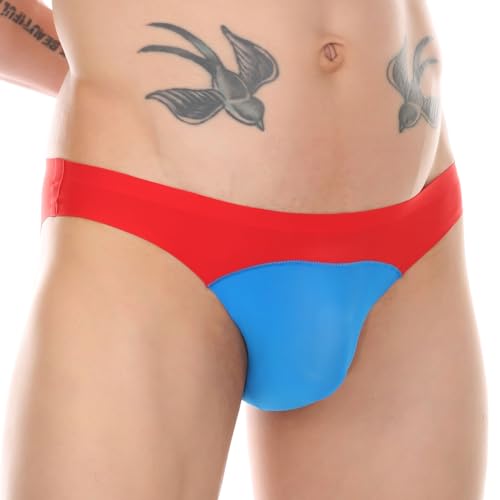 Evankin Men's Sexy Brief Underwear Ice Silk Underwear U Convex Big Pouch Sexy Fun Low Waist Contrast Color Underpants3