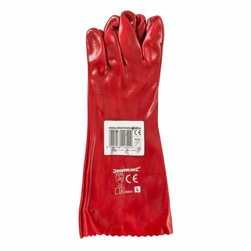 Guanto Da Lavoro Antiacido E Antiabrasione In Pvc Rosso Con Manichetta Da 35cm Conf Da 10 Logica