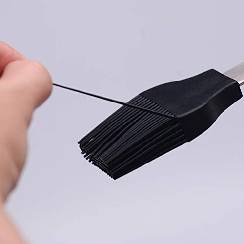 Boa escova de silicone com cabo longo de aço inoxidável, resistente ao calor, óleo para churrasco, p