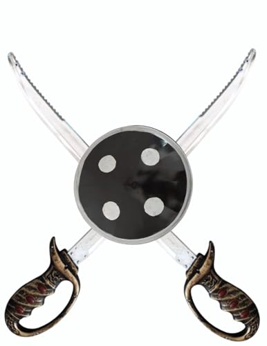 Image of BookMyCostume Plastic Sword & Shield Talwar Dhal Plastic Costume Accessory Set Free Size Black /Silver