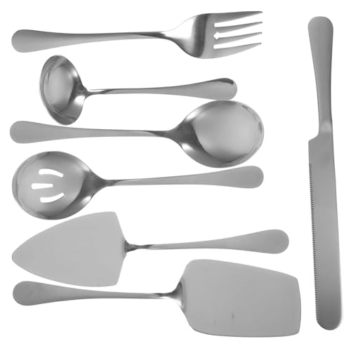 Alipis 12-inch Stainless Steel Cake Knife Server Set Serving Utensils for Wedding Birthday Party Spoons Forks for Family Restaurant Hotel