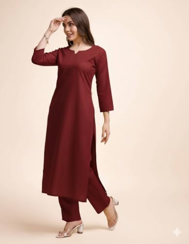 Image of Women's Cotton Silk Zari Kurta Pant Set