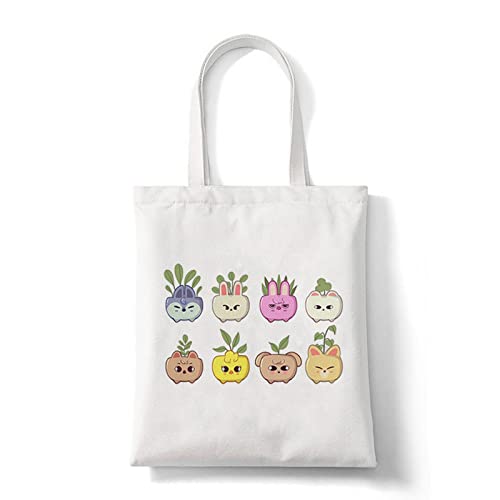 SHENGANG Skzoo kpop Streuner Kinder Leinwand Einkaufstaschen Wiederverwendbare Einkaufstasche Große Kapazität Tasche Student Cartoon Peripherie Tasche (35CM*40CM) Cover