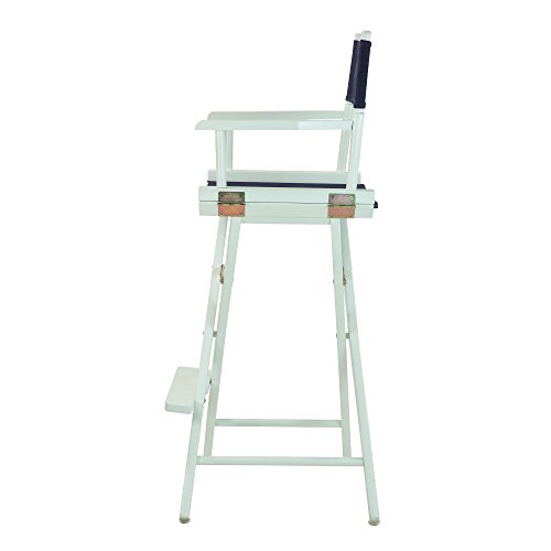 Casual Home Director's Chair ,White Frame/Navy Canvas,30" - Bar Height #TOP2