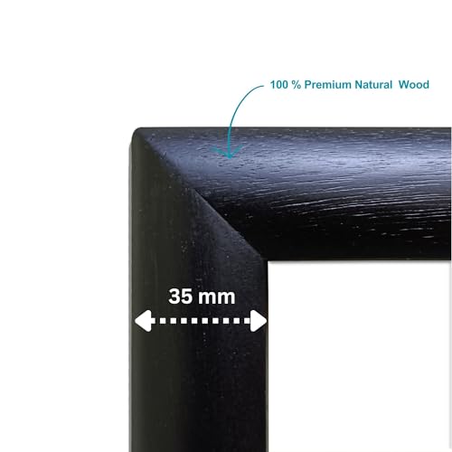 Image of Handmade Black Wooden Photo Frame, A3 (29.7 x 42 cm) Display for Artworks, Pictures and Photos of Your Loved Ones, Best for Home, Office, Wall Decor, Living Room, Bedroom, Black