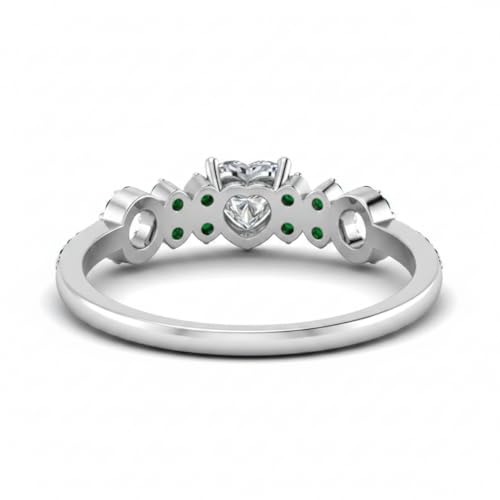 Image of Choose Your Gemstone Beautiful XO Design Diamond CZ Ring 925 Sterling Silver Heart Shape Side Stone Engagement Rings Lightweight Office Wear Everyday Gift Jewelry US Size 4 to 12
