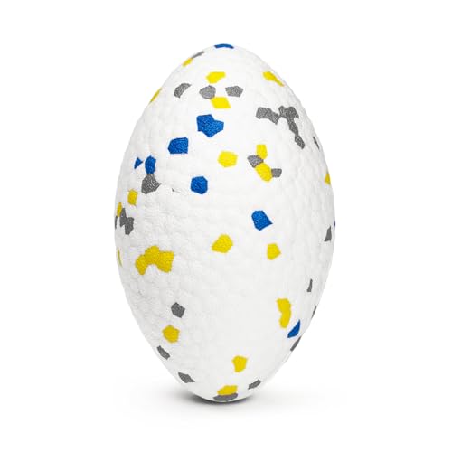 Moonorange 4.72' Indestructible Large Rugby Balls for Aggressive Chewers Durable Olive Bouncy Interactive Football Toy for Dogs Fetch Game Lightweight Floating Outdoor Training, White