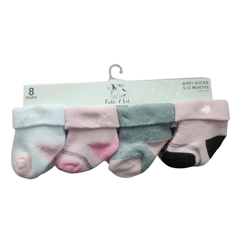 Baby Ankle Socks, 8 Pairs, Pink White Black Gray, Stars and Stripes, 6-12 Months2