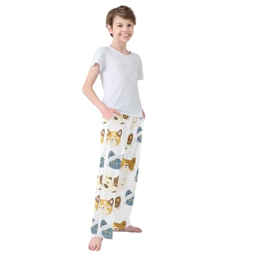 Boys' Pants Cute Colorful Cats Kitten Long Bottoms Jogger Pants Elastic Waist Trousers with Pockets S-XL4