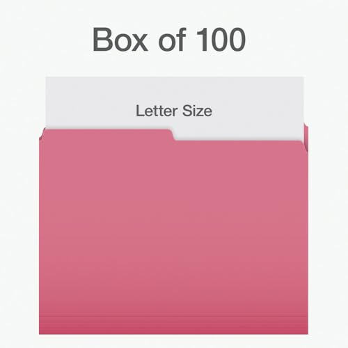 Pendaflex File Folders, 1/2 Cut Tab, Letter Size, Pink, Durable Paper Stock, 100/Box, Ideal for Office/Home/School File Organization, Made in Canada image 5