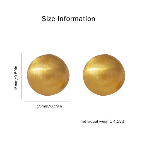 Half Ball Stud Earrings for Women Gold Ball Earring Mattle Gold Plated Brushed Button Earrings for Women Fashion Vintage Drop Round Ball Earrings3