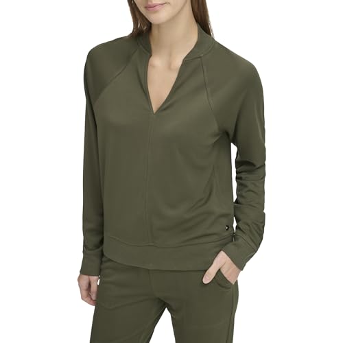 Andrew Marc Sport Women's Long Sleeve V-Neck Sporty Jersey Pullover