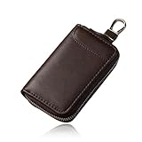 Monedero de Llaves de Cuero para Hombre con Múltiples Compartimentos, Organizador de Llaves y Monedas para Mujer, Cartera Llavero Cuero Pequeño Estuche para Llaves Vintage Organizador Monedero