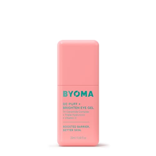 BYOMA De-Puff + Brighten Eye Gel - Lightweight Gel Eye Cream for Dark Circles, Puffiness & Wrinkles - Under Eye Cream With Hyaluronic Acid & Vitamin C - Barrier Repair Skincare - 0.68 fl. oz