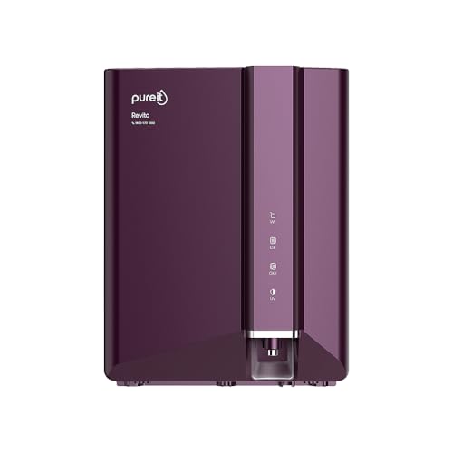 Pureit Revito RO+MF+Mineral+UV in-Tank | 7 stage | 7L Capacity | Upto 70% Water Saving | Suitable for Borewell, Tanker & Municipal Water | DURAViva | Magenta