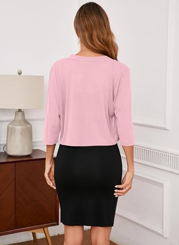 Image of Iandroiy Women's 3 /4 Sleeve Shrugs Lightweight Open Front Cropped Cardigan for Women