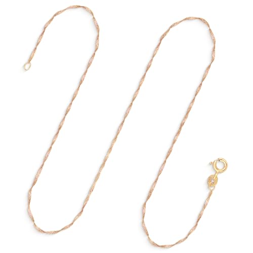 Chaîne or femme Singapour fine en or jaune 750 585 avec boîte cadeau incluse