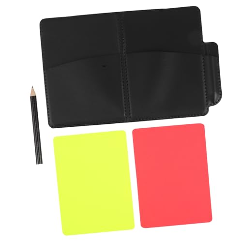 Happyyami Football Match Supplies Red Yellow Referee Cards Set Record Book Pencil for Officiating