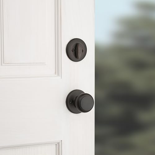 Image of Kwikset Belleview Front Door Lock Handle and Deadbolt Set, Entry Handleset Exterior with Cove Interior Door Knob, Venetian Bronze, Pick Resistant SmartKey Rekey Deadbolt Security
