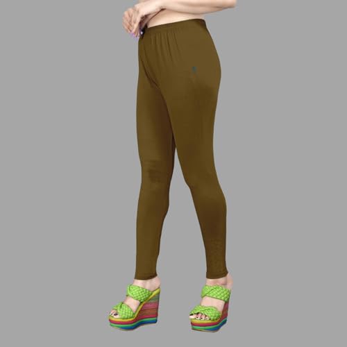 Image of Women's Solid Mid Rise Slim Fit Ankle Length Leggings - Comfortable and Stylish Yoga Pants for Workout, Running and Everyday Wear