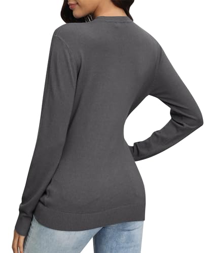 Image of EXCHIC Women's Long Sleeve V-Neck Casual Sweaters Fall Classic Soft Knit Top 2026 Fit Basic Pullover Tops