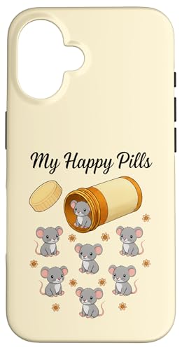 Funny Rat My Happy Pills D j̎q ̎q LbY X}zP[X iPhone 16 p