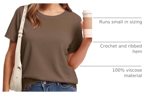 Image of WIHOLL Short Sleeve Sweater for Women Trendy Summer Tops 2026 Early Spring Fashion Business Casual Outfits