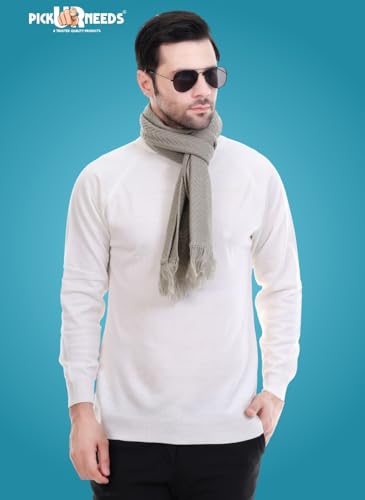 Image of Pick Ur Needs Premium Men's Warm And Stylish Woolen Muffler With Solid Color Plain Design And Stylish Tussles Ends Muffler For Men