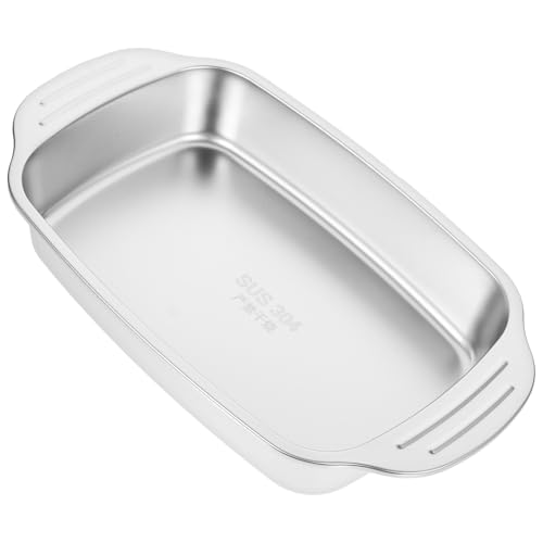 FRCOLOR Bandeja Diseño Versátil y Fácil Rectangular para Asar Pescado de Acero Inoxidable Plata Adecuado para Cocina y Mariscos