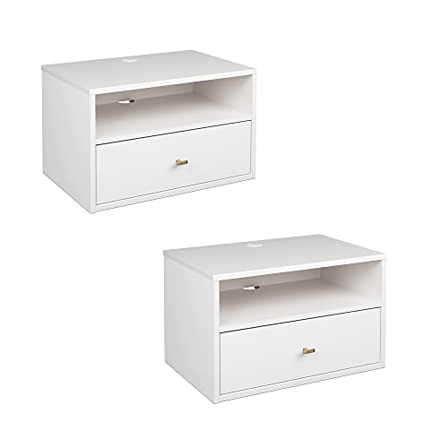 Prepac Floating Nightstands, Set of 2, White