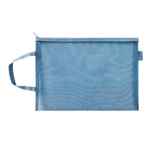 Astuccio trasparente con cerniera in rete di per cancelleria per scuola e ufficio cosmetici 35 x 25 cm unisex blu scuro nylon