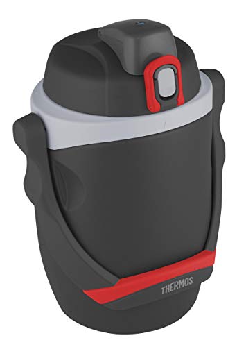 Image of THERMOS 64 oz Hydration Bottle with Flip‑Up Spout, Foam Insulation, Carry Handle & Locking Lid, Half‑Gallon Water Jug for Sports, Workouts & Outdoor Use, Black