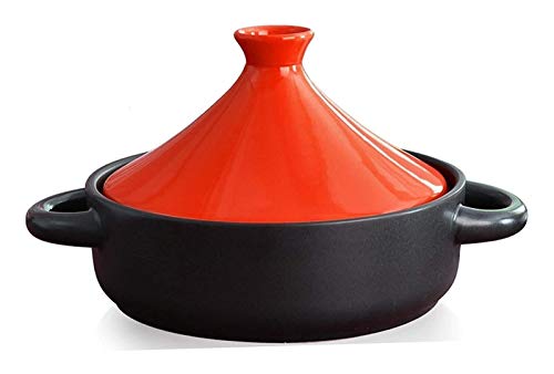 KAOROU 787 Inches Diameter Red Kitchen Tajine Taji Pot Micro Pressure Cooker Hot Pot Ceramic Casserole