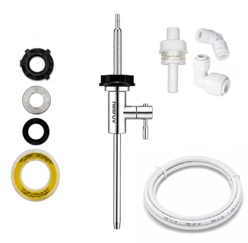 Image of RO Faucet Tap | Stainless Steel Water Purifier Tap with Pipe & Fittings for Cabinet Mount | Leakproof RO Water Tap & RO Tap Extender for Kitchen RO Purifier System (1 /4 Inch Pipe)